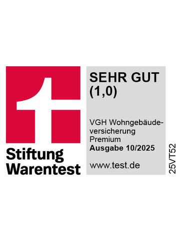 Stiftung Warentest: VGH Wohngebäudeversicherung Premium, Note SEHR GUT (1,0), Ausgabe 10/2024.