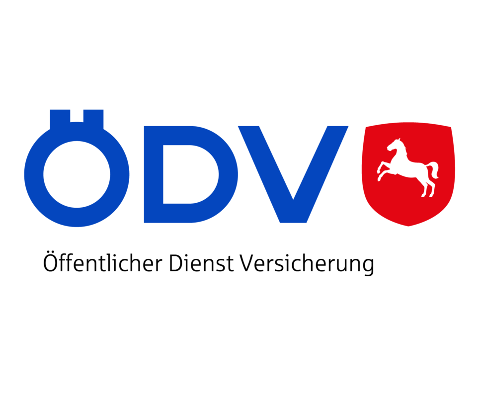 Markenlogo ÖDV - Öffentlicher Dienst Versicherung Logo der Marke ÖDV: drei blaue Buchstaben mit Wappen (weißes Pferd auf rotem Grund), darunter schwarzer Schriftzug "Öffentlicher Dienst Versicherung"